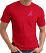 Breast Cancer Awareness T-shirt Pink Ribbon Pocket Print Adult Red Tee