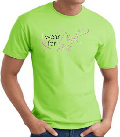 Breast Cancer Awareness T-shirt Ribbon I Wear Pink For Me Lime Tee