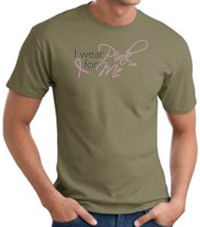 Breast Cancer Awareness T-shirt Ribbon I Wear Pink For Me Olive Tee