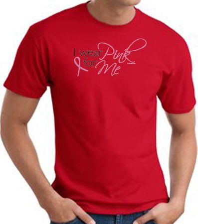 Breast Cancer Awareness T-shirt Ribbon I Wear Pink For Me Red Tee