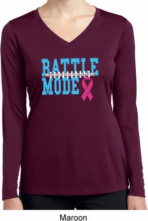 Breast Cancer Battle Mode Ladies Dry Wicking Long Sleeve Shirt