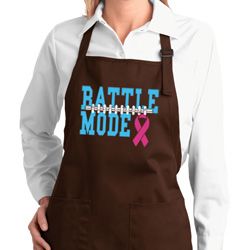 Breast Cancer Battle Mode Ladies Full Length Apron with Pockets