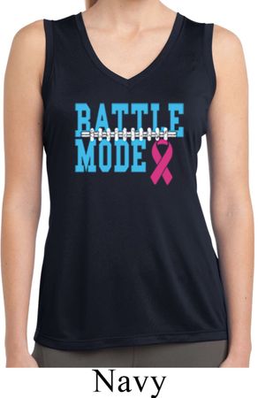 Breast Cancer Battle Mode Ladies Sleeveless Moisture Wicking Shirt