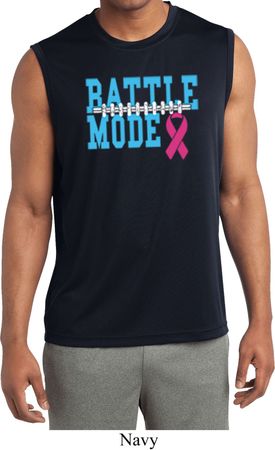 Breast Cancer Battle Mode Mens Sleeveless Moisture Wicking Shirt