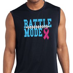 Breast Cancer Battle Mode Mens Sleeveless Moisture Wicking Shirt