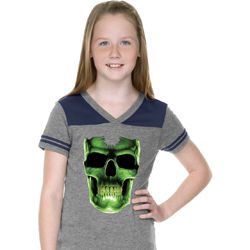 Halloween Glow Bones Girls Football Shirt