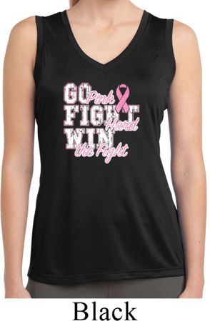 Breast Cancer Go Fight Win Ladies Sleeveless Moisture Wicking Shirt