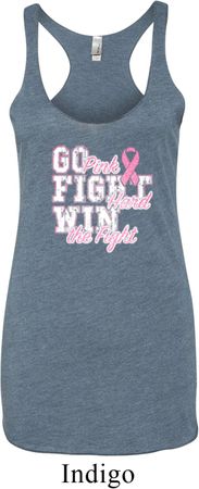 Breast Cancer Go Fight Win Ladies Tri Blend Racerback Tank Top