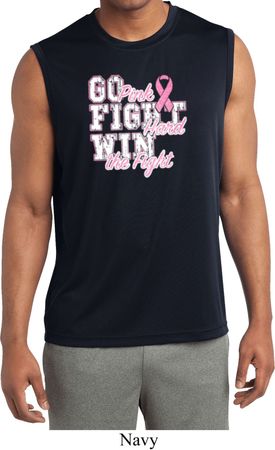 Breast Cancer Go Fight Win Mens Sleeveless Moisture Wicking Shirt