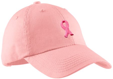 Breast Cancer Hat Embroidered Ribbon Ladies Cotton Twill Cap