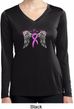 Breast Cancer Heaven Can Wait Ladies Dry Wicking Long Sleeve Shirt