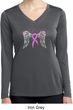 Breast Cancer Heaven Can Wait Ladies Dry Wicking Long Sleeve Shirt