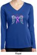 Breast Cancer Heaven Can Wait Ladies Dry Wicking Long Sleeve Shirt