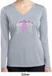 Breast Cancer Heaven Can Wait Ladies Dry Wicking Long Sleeve Shirt