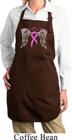 Breast Cancer Heaven Can Wait Ladies Full Length Apron with Pockets