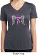 Breast Cancer Heaven Can Wait Ladies Moisture Wicking V-neck Shirt