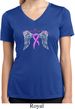 Breast Cancer Heaven Can Wait Ladies Moisture Wicking V-neck Shirt