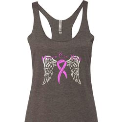 Breast Cancer Heaven Can Wait Ladies Tri Blend Racerback Tank Top
