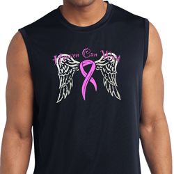 Breast Cancer Heaven Can Wait Mens Sleeveless Moisture Wicking Shirt