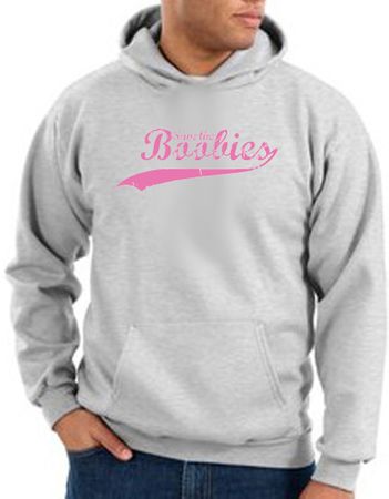Breast Cancer Hoodie - Distressed Save The Boobies Adult Ash Hoody