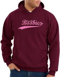 Breast Cancer Hoodie - Distressed Save The Boobies Adult Maroon Hoody
