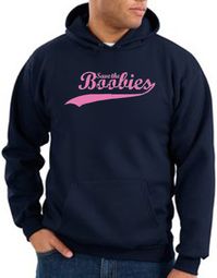 Breast Cancer Hoodie - Distressed Save The Boobies Adult Navy Hoody