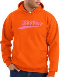 Breast Cancer Hoodie - Distressed Save The Boobies Adult Orange Hoody