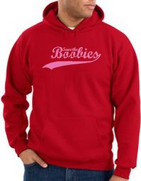 Breast Cancer Hoodie - Distressed Save The Boobies Adult Red Hoody