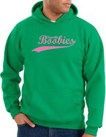 Breast Cancer Hoodie - Distressed Save The Boobies Kelly Green Hoody
