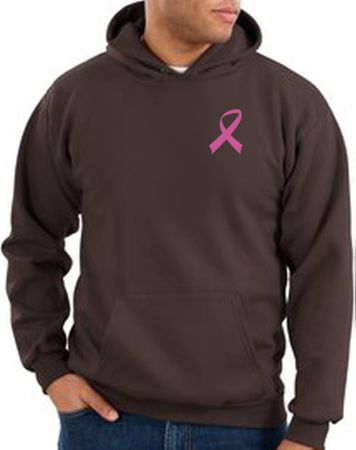 Breast Cancer Hoodie Pink Ribbon Pocket Print Hoody Brown