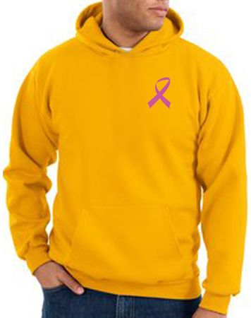 Breast Cancer Hoodie Pink Ribbon Pocket Print Hoody Gold