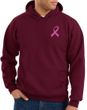 Breast Cancer Hoodie Pink Ribbon Pocket Print Hoody Maroon