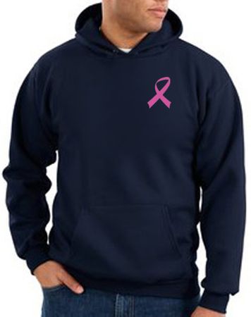 Breast Cancer Hoodie Pink Ribbon Pocket Print Hoody Navy