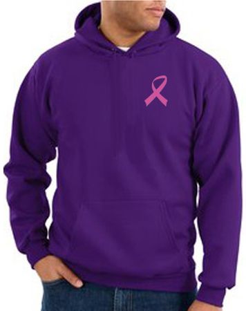 Breast Cancer Hoodie Pink Ribbon Pocket Print Hoody Purple