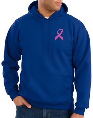 Breast Cancer Hoodie Pink Ribbon Pocket Print Hoody Royal