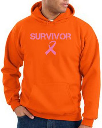 Breast Cancer Hoodie Sweatshirt - Ribbon Survivor Adult Orange Hoody