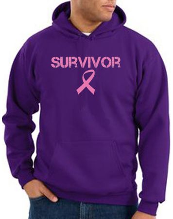 Breast Cancer Hoodie Sweatshirt - Ribbon Survivor Adult Purple Hoody