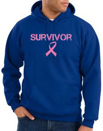 Breast Cancer Hoodie Sweatshirt - Ribbon Survivor Adult Royal Hoody