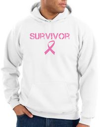 Breast Cancer Hoodie Sweatshirt - Ribbon Survivor Adult White Hoody