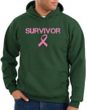 Breast Cancer Hoodie Sweatshirt - Ribbon Survivor Dark Green Hoody