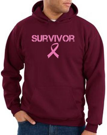 Breast Cancer Hoodie Sweatshirt - Ribbon Survivor Maroon Hoody
