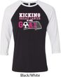 Breast Cancer Kicking Breast Cancer is Our Goal Mens Raglan Shirt