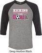 Breast Cancer Kicking Breast Cancer is Our Goal Mens Raglan Shirt