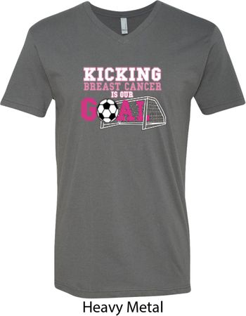 Breast Cancer Kicking Breast Cancer is Our Goal Mens V-Neck Shirt
