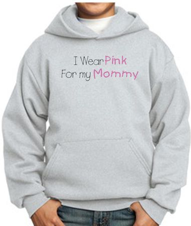 Breast Cancer Kids Hoodie - I Wear Pink For My Mommy Ash Hoody