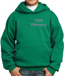 Breast Cancer Kids Hoodie - I Wear Pink For My Mommy Kelly Green Hoody