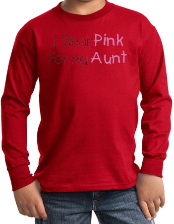 Breast Cancer Kids Long Sleeve T-shirt - I Wear Pink For My Aunt Red