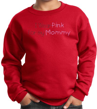 Breast Cancer Kids Sweatshirt - I Wear Pink For My Mommy Youth Red