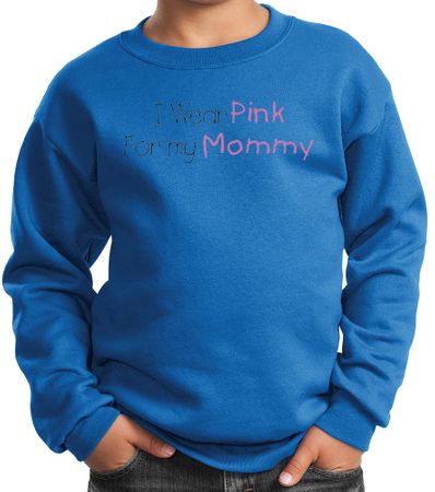 Breast Cancer Kids Sweatshirt - I Wear Pink For My Mommy Youth Royal