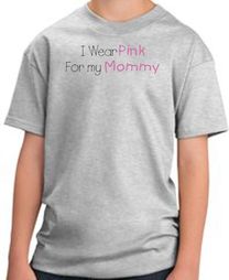 Breast Cancer Kids T-shirt - I Wear Pink For My Mommy Youth Ash Tee